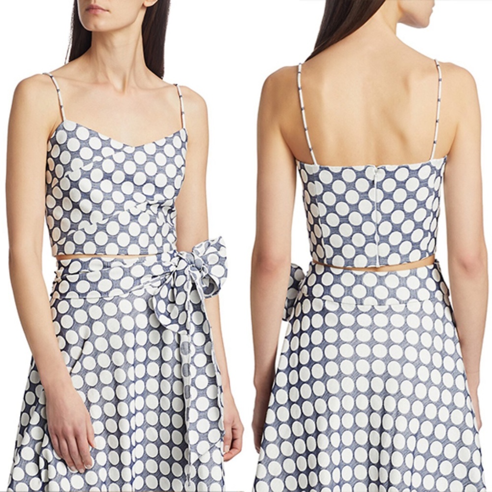 ML Monique Lhuillier Polka Dot Cropped Top